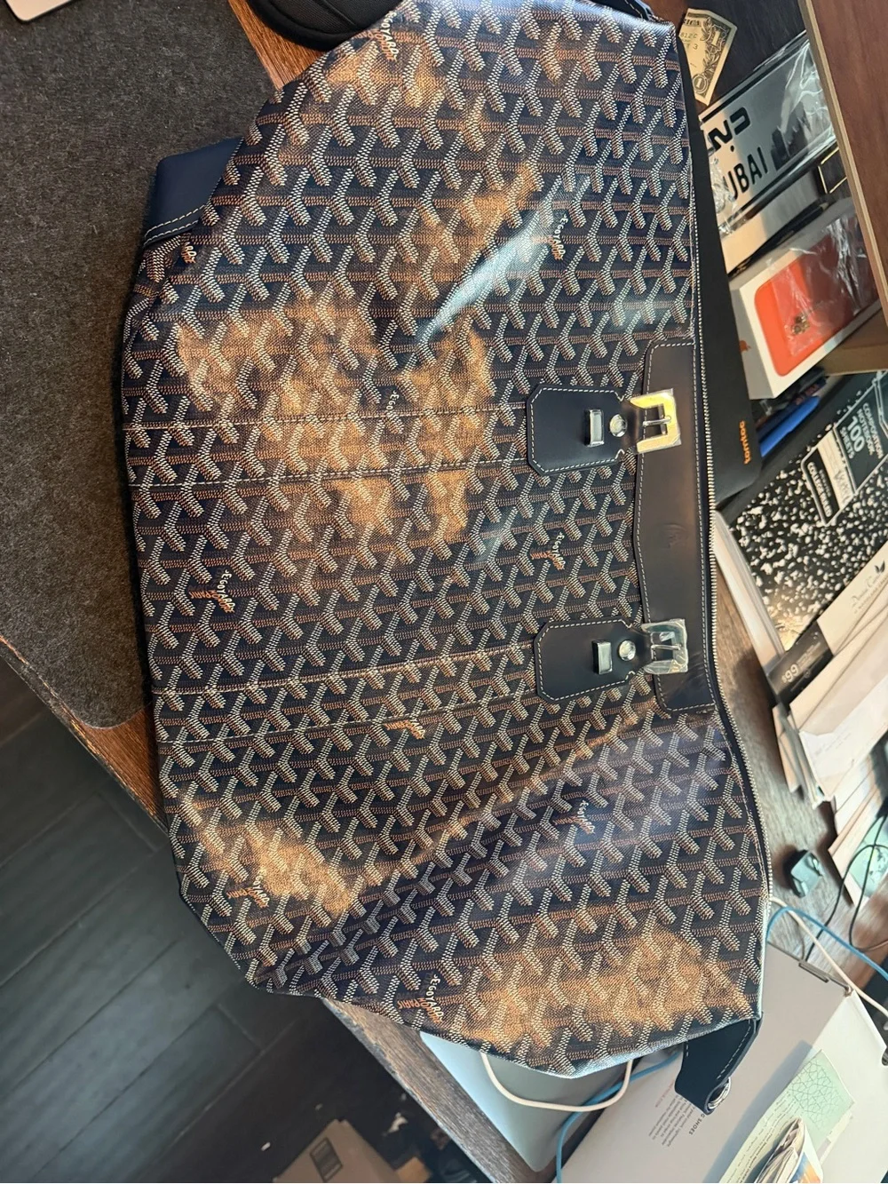Goyard Bowling 45 Travel Duffle Dark Navy
